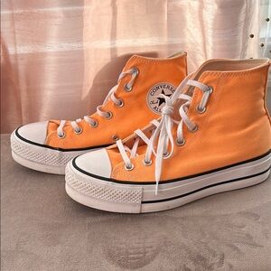 Converse Orange and White Athletic High-Top Sneakers